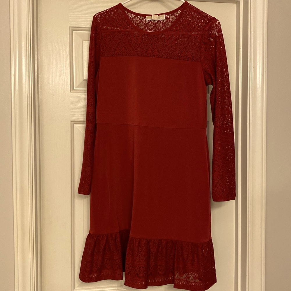 Michael Kors Maroon Dress with Lace Detail - Size P Medium